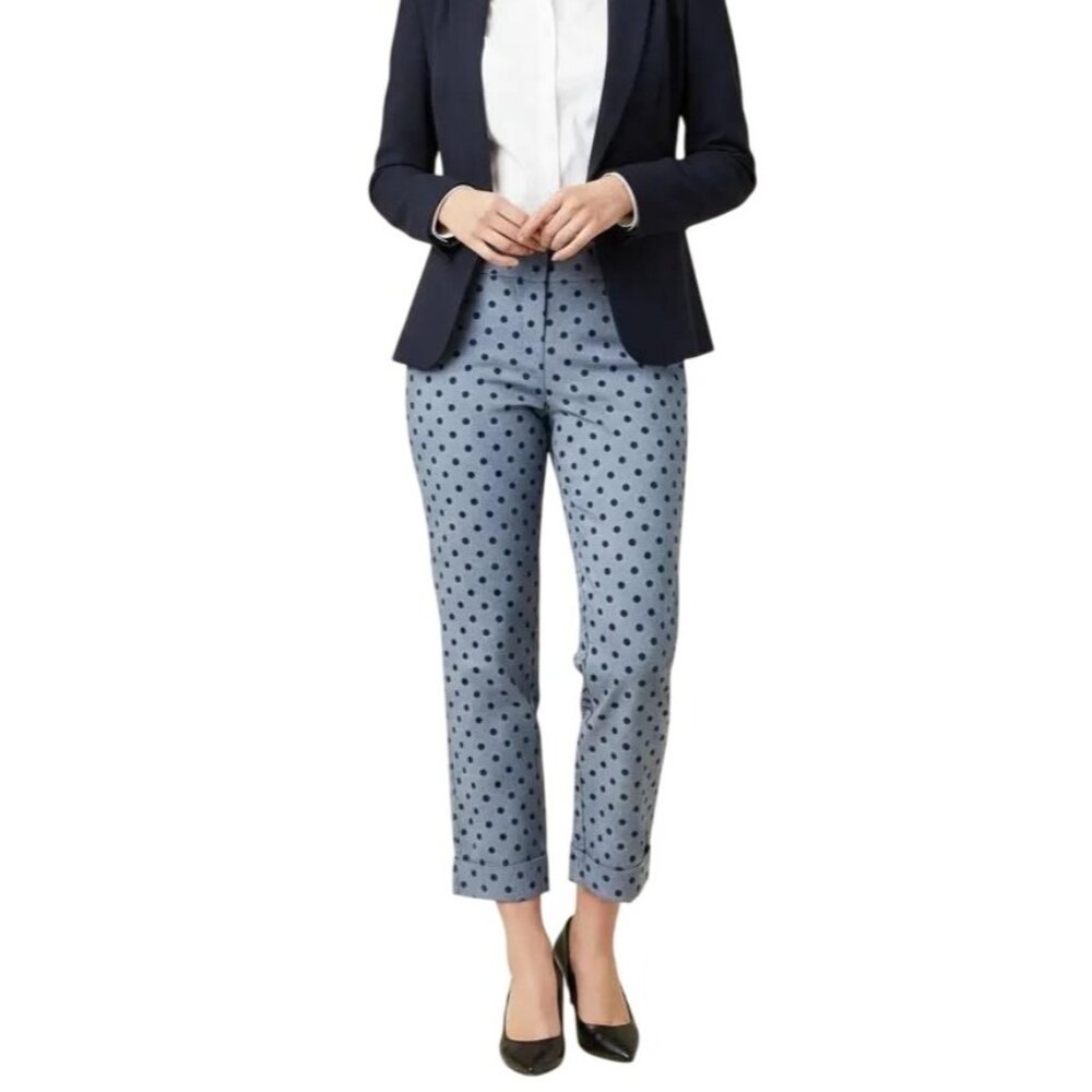 Outback Red Women's Black Polka Dot Casual Straight Leg Cropped Pants‎ Gray Sz 8